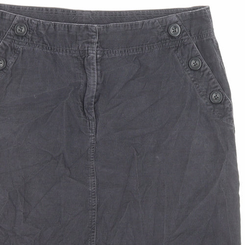 Marks and Spencer Womens Grey Cotton A-Line Skirt Size 12 Button