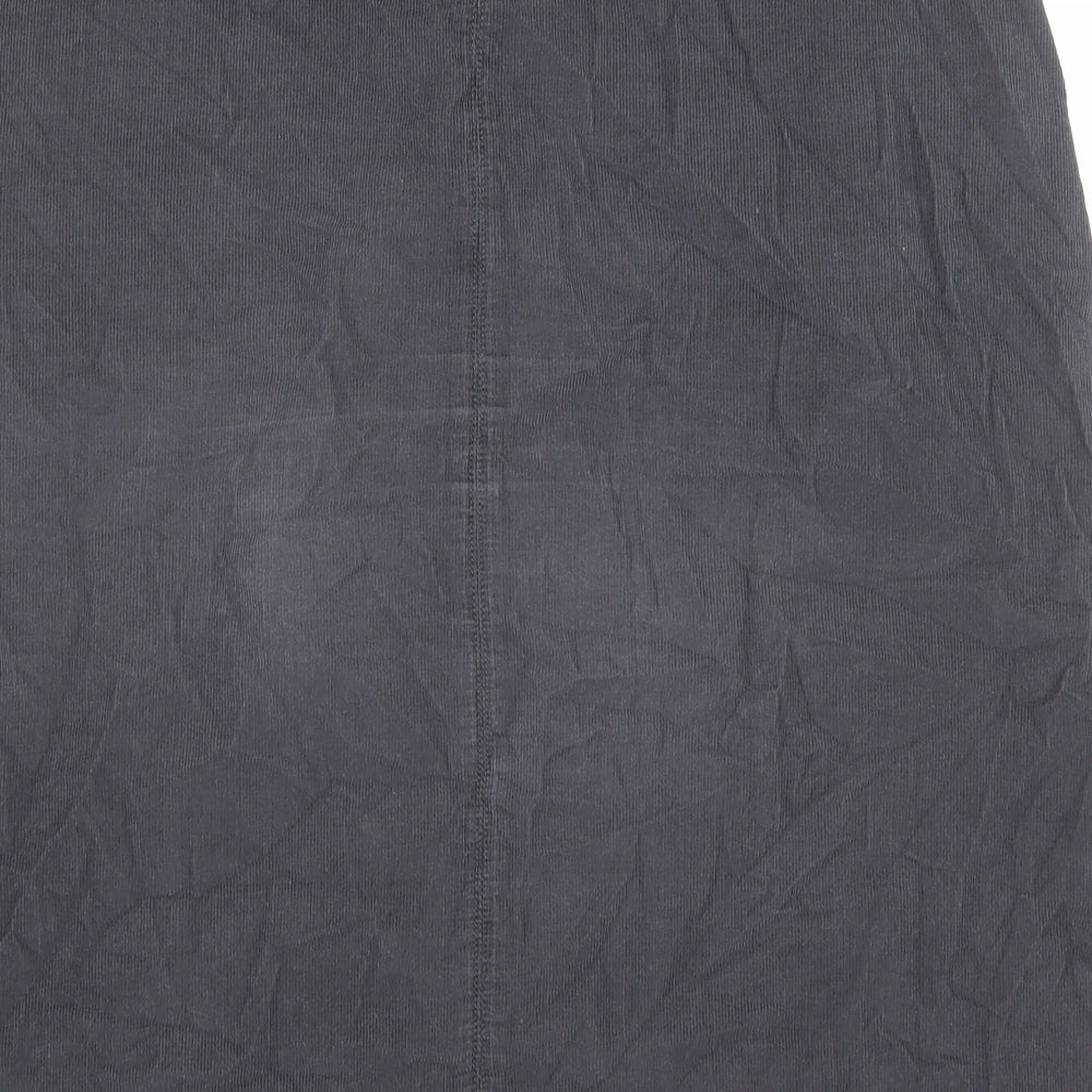 Marks and Spencer Womens Grey Cotton A-Line Skirt Size 12 Button