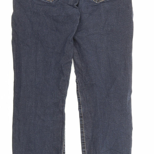 White Stuff Womens Blue Cotton Straight Jeans Size 12 L27 in Regular Zip - Pockets