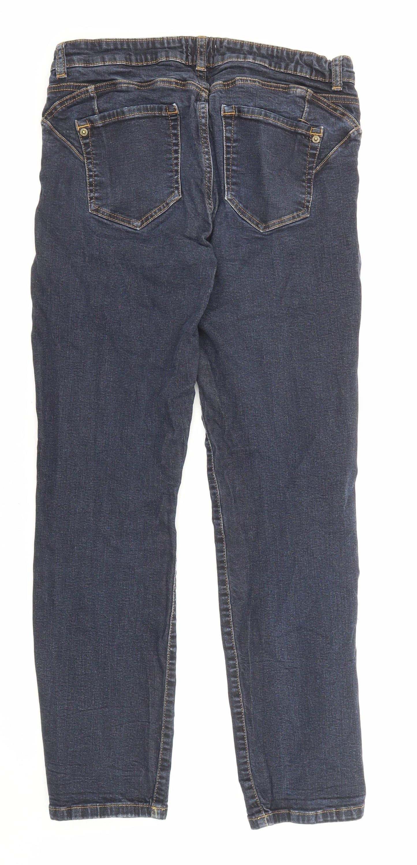 White Stuff Womens Blue Cotton Straight Jeans Size 12 L27 in Regular Zip - Pockets