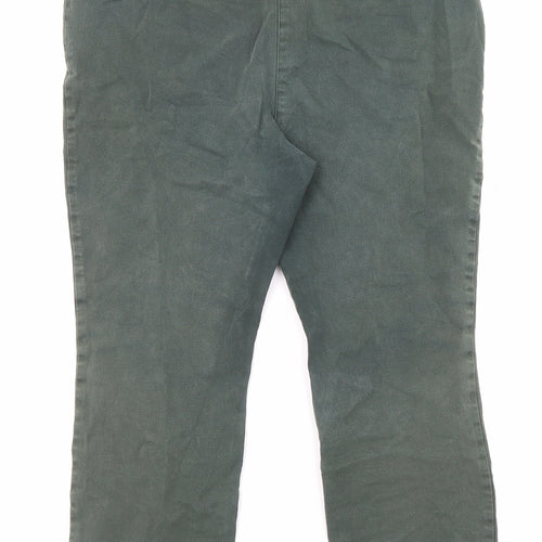 Per Una Womens Green Cotton Straight Jeans Size 18 L24 in Regular Zip - Pockets