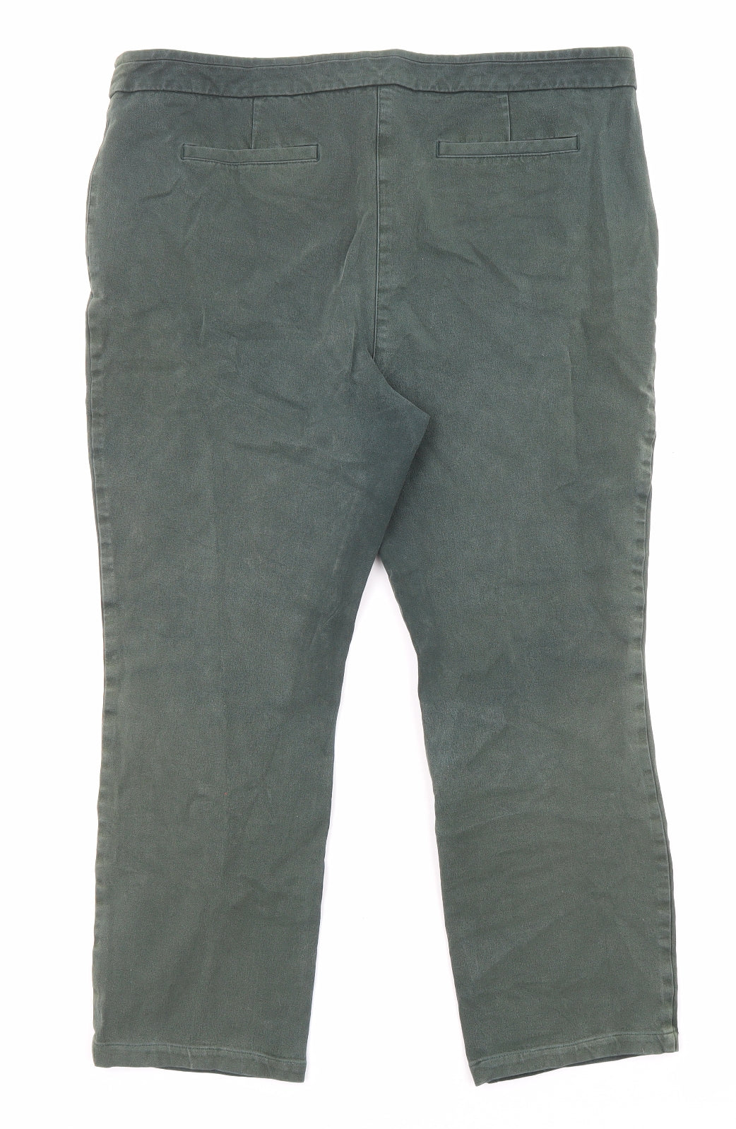 Per Una Womens Green Cotton Straight Jeans Size 18 L24 in Regular Zip - Pockets