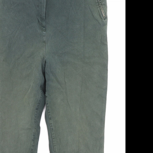 Per Una Womens Green Cotton Straight Jeans Size 18 L24 in Regular Zip - Pockets