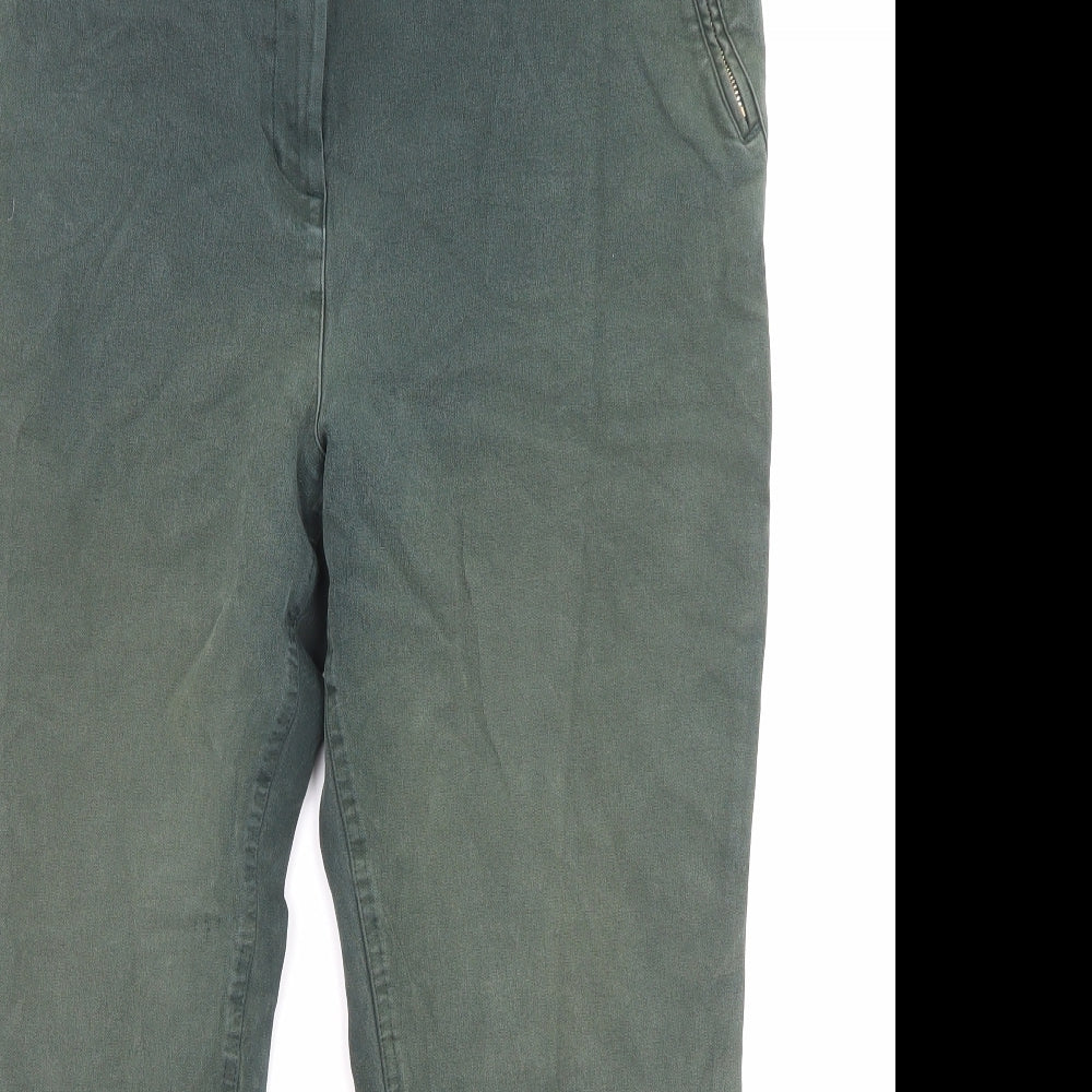 Per Una Womens Green Cotton Straight Jeans Size 18 L24 in Regular Zip - Pockets