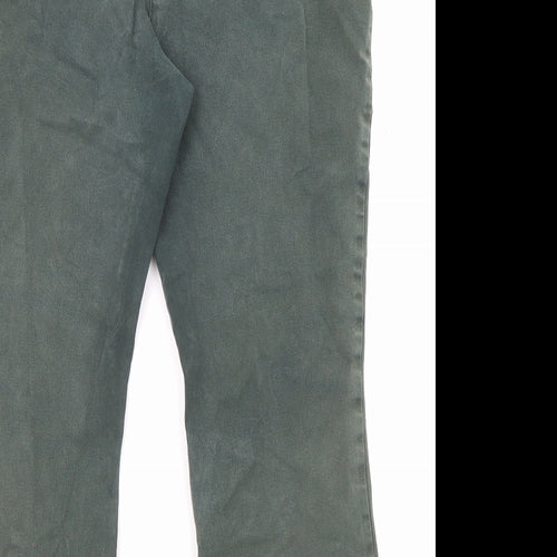 Per Una Womens Green Cotton Straight Jeans Size 18 L24 in Regular Zip - Pockets