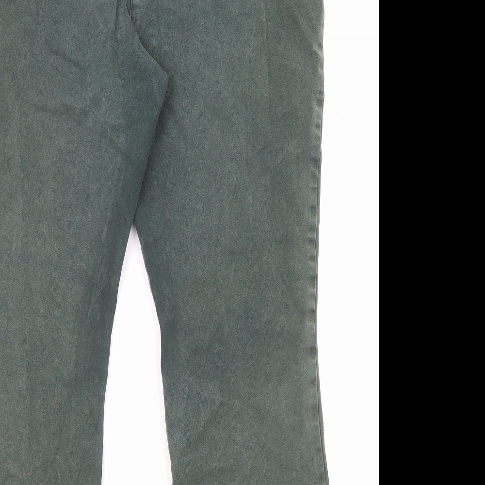 Per Una Womens Green Cotton Straight Jeans Size 18 L24 in Regular Zip - Pockets