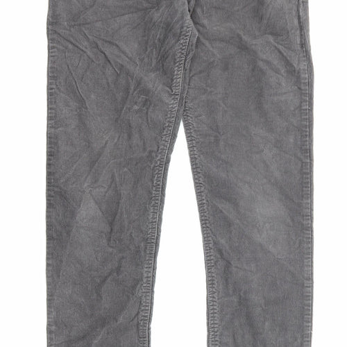 H&M Womens Grey Cotton Trousers Size 32 in L31 in Regular Zip - Pockets