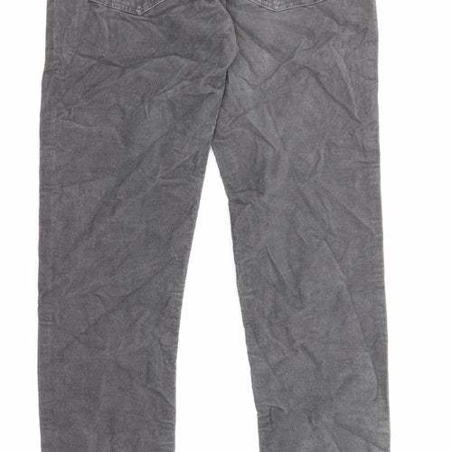 H&M Womens Grey Cotton Trousers Size 32 in L31 in Regular Zip - Pockets
