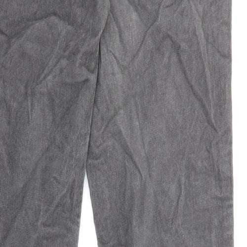 H&M Womens Grey Cotton Trousers Size 32 in L31 in Regular Zip - Pockets