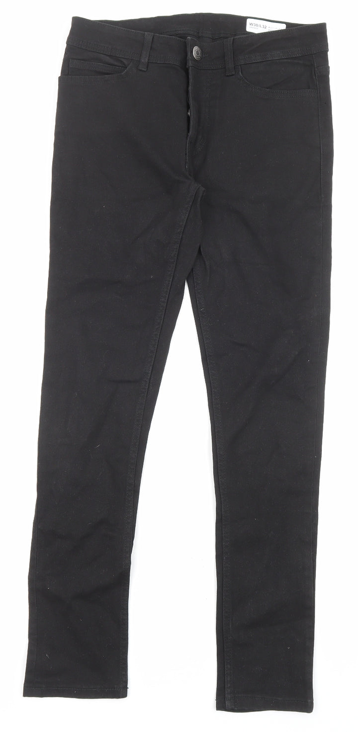 Denim Mens Black Cotton Skinny Jeans Size 30 in L32 in Regular Zip - Pockets