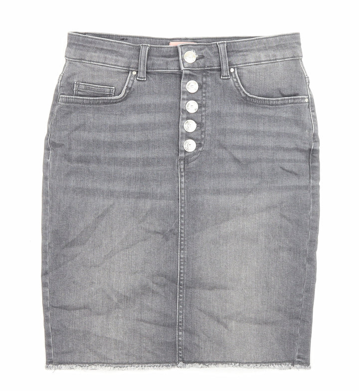 Only Womens Grey Cotton Bandage Skirt Size S Zip - Pockets