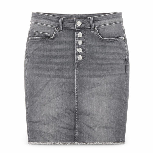 Front view of Only women’s grey cotton bandage skirt, size S, zip - pockets