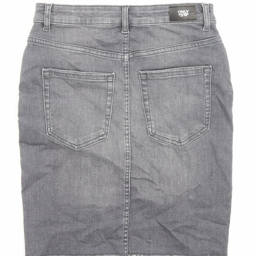 Only Womens Grey Cotton Bandage Skirt Size S Zip - Pockets