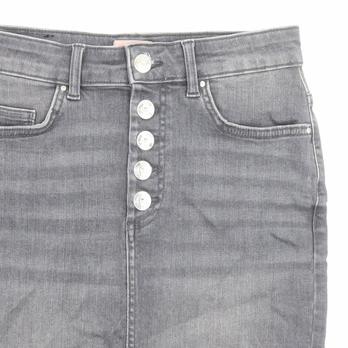 Only Womens Grey Cotton Bandage Skirt Size S Zip - Pockets