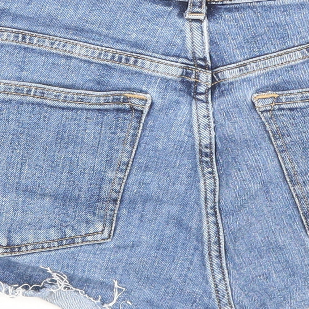 H&M Womens Blue Cotton Hot Pants Shorts Size 10 Regular Zip - Pockets