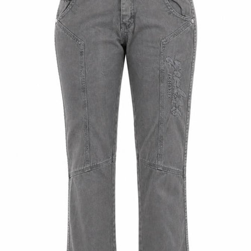 Evviva Womens Grey Cotton Trousers Size 12 L25 in Regular Zip - Pockets