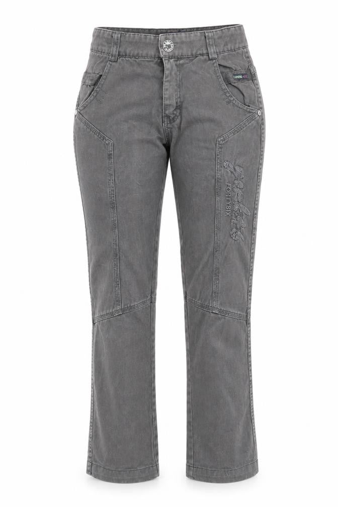 Evviva Womens Grey Cotton Trousers Size 12 L25 in Regular Zip - Pockets