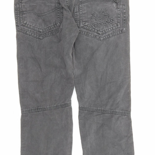 Evviva Womens Grey Cotton Trousers Size 12 L25 in Regular Zip - Pockets