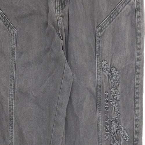 Evviva Womens Grey Cotton Trousers Size 12 L25 in Regular Zip - Pockets