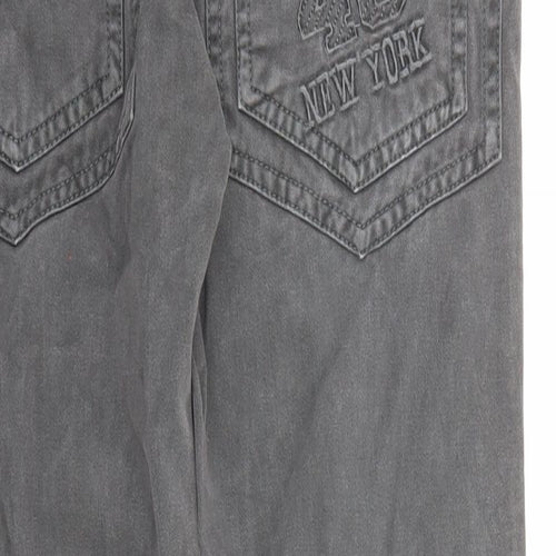 Evviva Womens Grey Cotton Trousers Size 12 L25 in Regular Zip - Pockets
