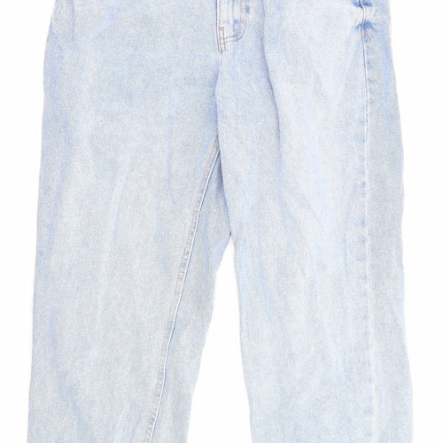 Denim & Co. Womens Blue Cotton Straight Jeans Size 12 L26 in Regular Zip - Pockets