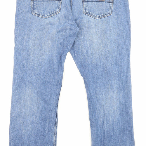 Marks and Spencer Mens Blue Cotton Straight Jeans Size 38 in L29 in Regular Zip - Pockets