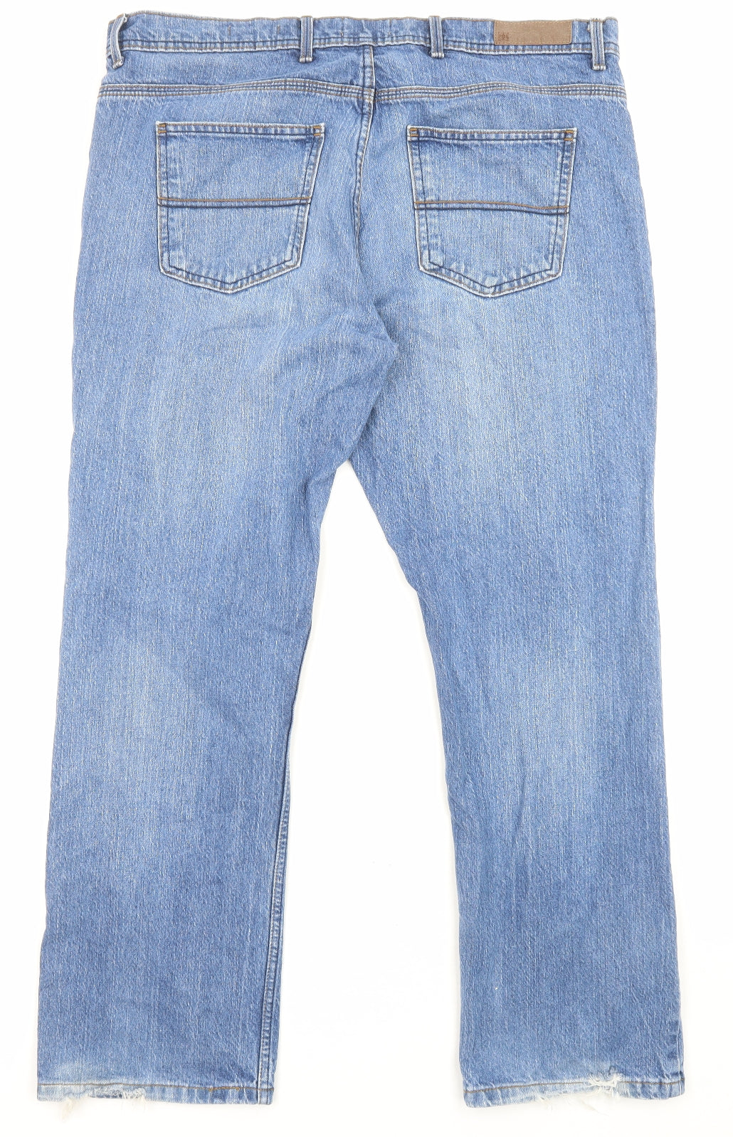 Marks and Spencer Mens Blue Cotton Straight Jeans Size 38 in L29 in Regular Zip - Pockets