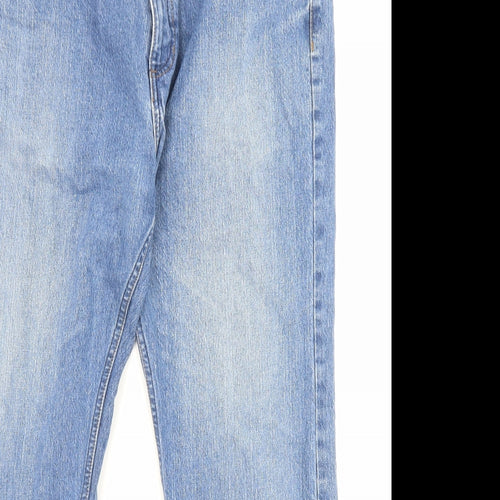 Marks and Spencer Mens Blue Cotton Straight Jeans Size 38 in L29 in Regular Zip - Pockets