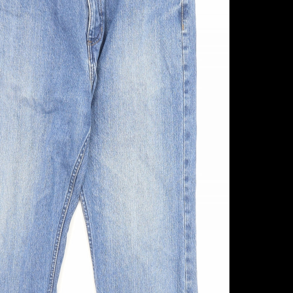 Marks and Spencer Mens Blue Cotton Straight Jeans Size 38 in L29 in Regular Zip - Pockets