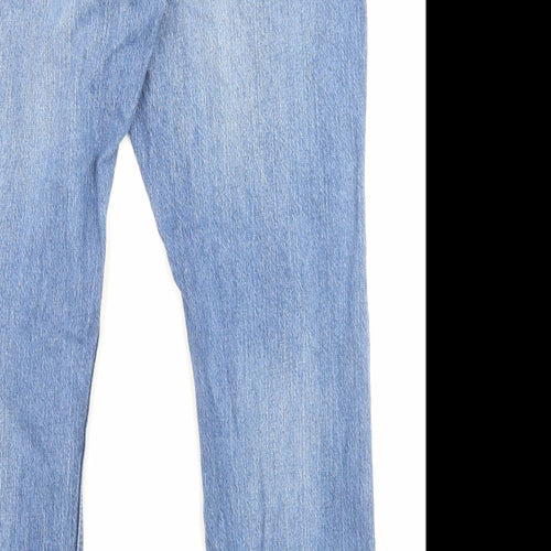 Marks and Spencer Mens Blue Cotton Straight Jeans Size 38 in L29 in Regular Zip - Pockets