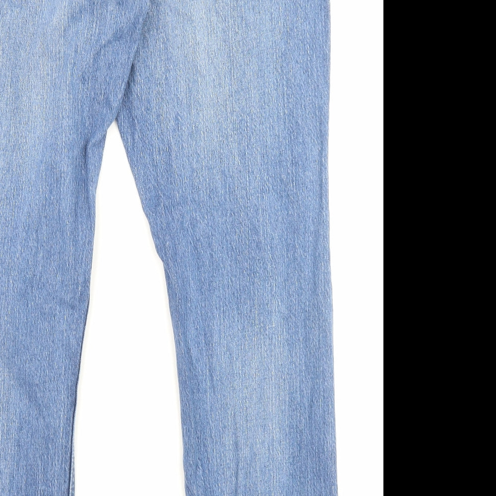 Marks and Spencer Mens Blue Cotton Straight Jeans Size 38 in L29 in Regular Zip - Pockets