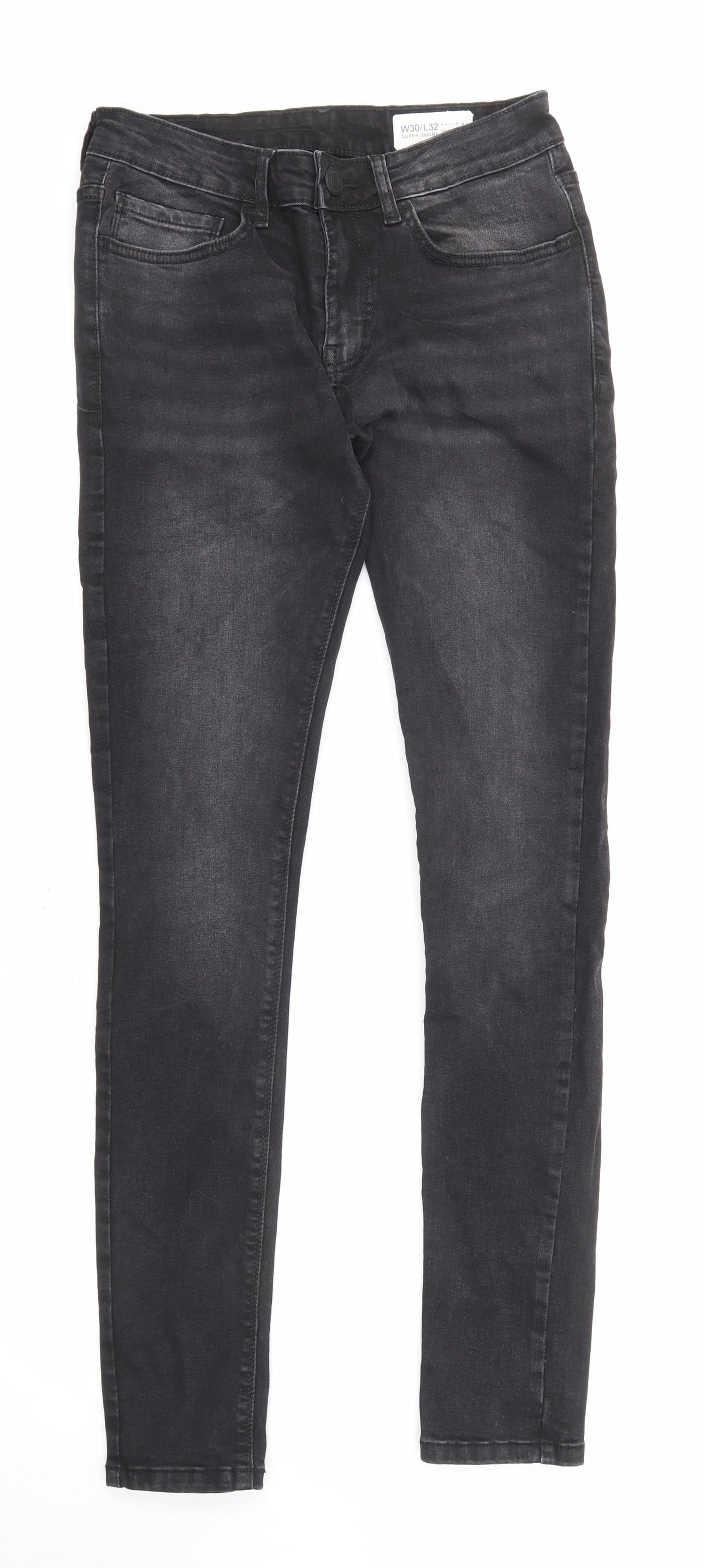 Denim & Co. Mens Black Polyester Skinny Jeans Size 30 in L32 in Regular Zip - Pockets