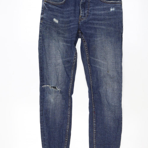 Bershka Womens Blue Cotton Skinny Jeans Size 6 L27 in Regular Zip