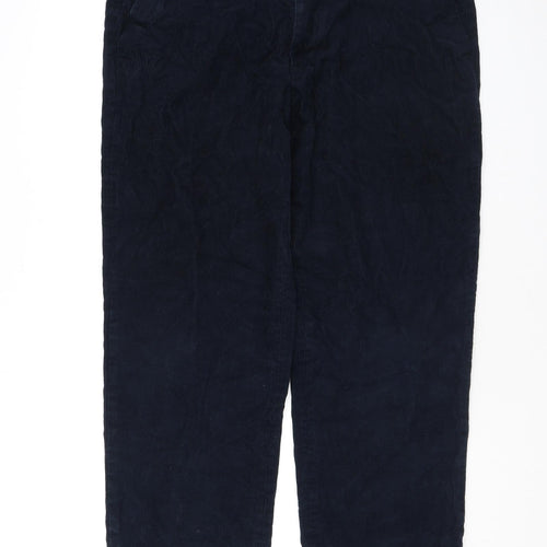 Marks and Spencer Mens Blue Cotton Trousers Size 36 in L26 in Regular Zip