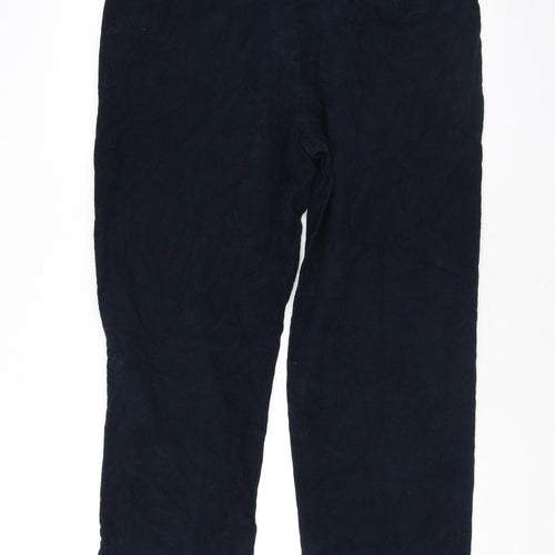 Marks and Spencer Mens Blue Cotton Trousers Size 36 in L26 in Regular Zip