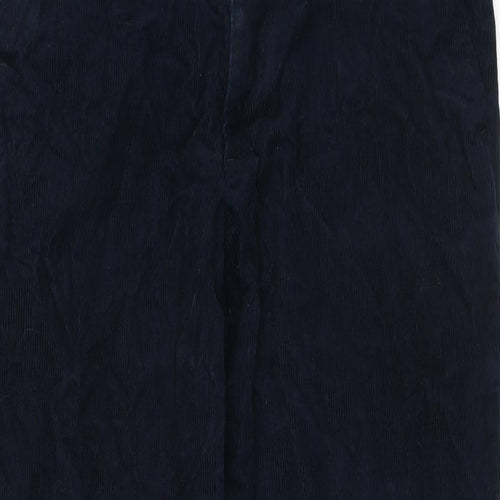 Marks and Spencer Mens Blue Cotton Trousers Size 36 in L26 in Regular Zip