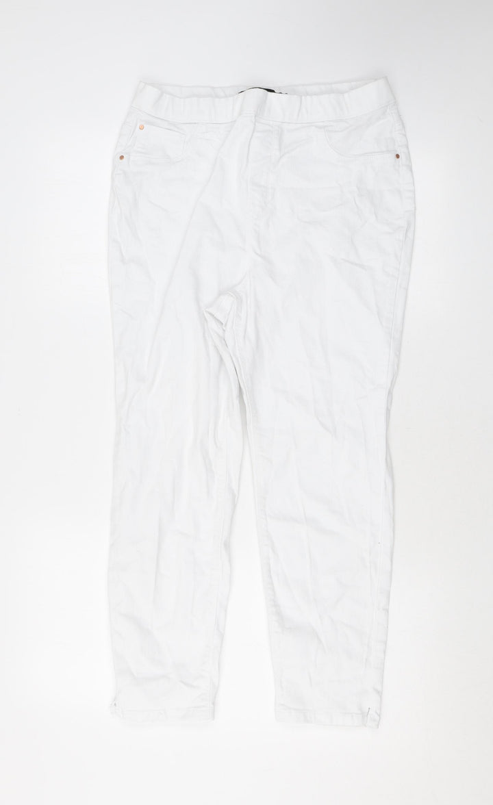 Erin Womens White Cotton Skinny Jeans Size 14 L23 in Regular