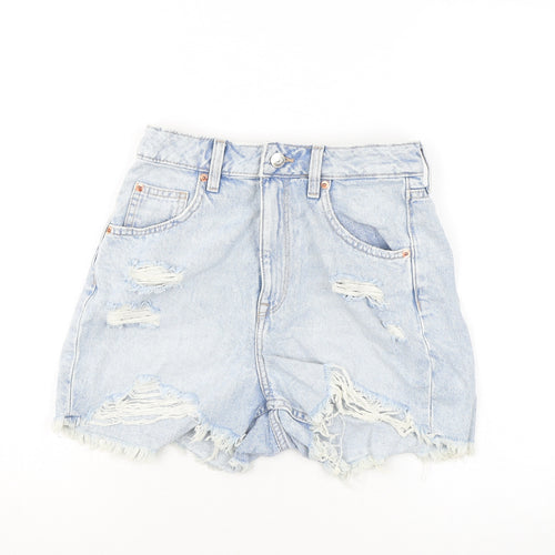 Divided by H&M Womens Blue Cotton Hot Pants Shorts Size 6 L3 in Regular Zip