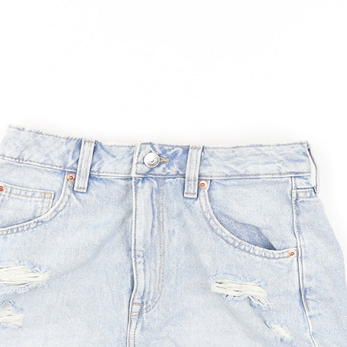 Divided by H&M Womens Blue Cotton Hot Pants Shorts Size 6 L3 in Regular Zip