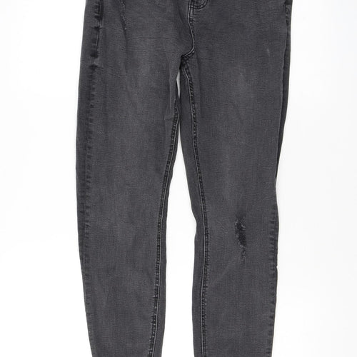 Denim & Co. Womens Grey Cotton Skinny Jeans Size 14 L25 in Regular Zip