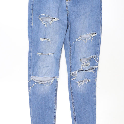 Topshop Womens Blue Cotton Skinny Jeans Size 28 in L32 in Regular Zip