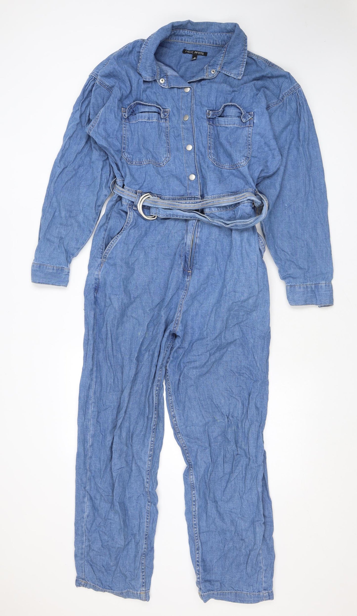 NEXT Womens Blue Cotton Jumpsuit One-Piece Size 16 L26 in Zip