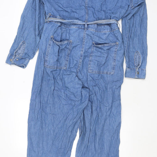NEXT Womens Blue Cotton Jumpsuit One-Piece Size 16 L26 in Zip