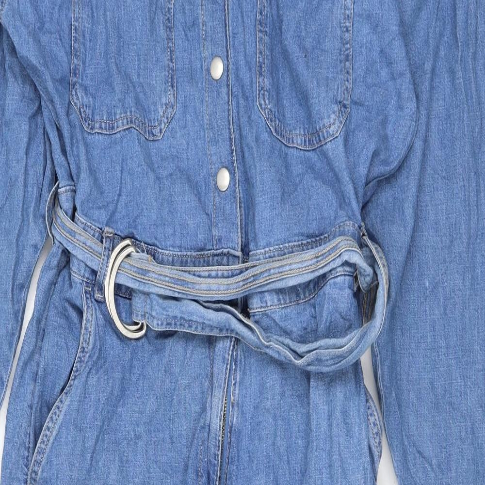 NEXT Womens Blue Cotton Jumpsuit One-Piece Size 16 L26 in Zip