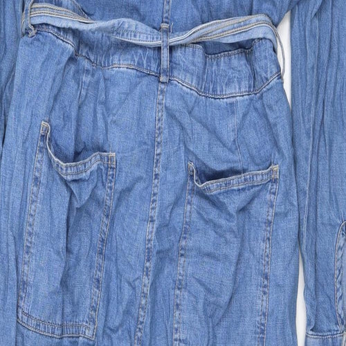 NEXT Womens Blue Cotton Jumpsuit One-Piece Size 16 L26 in Zip