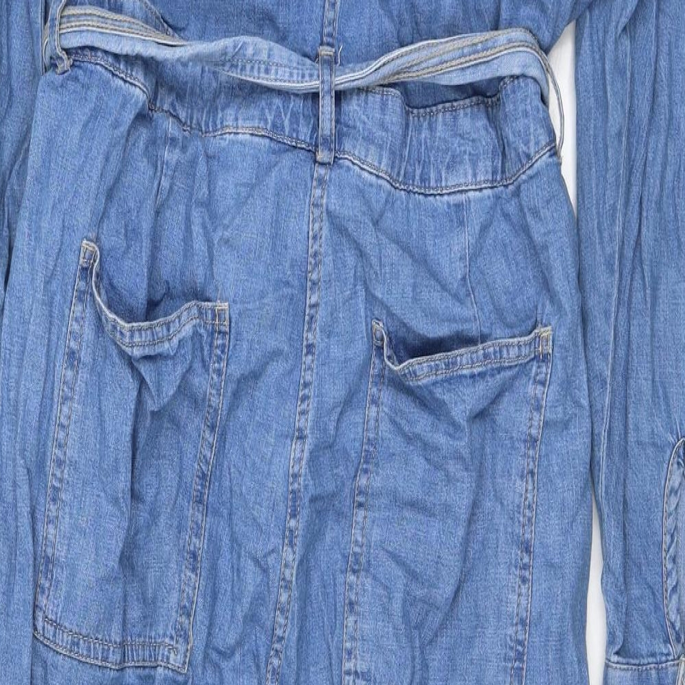 NEXT Womens Blue Cotton Jumpsuit One-Piece Size 16 L26 in Zip