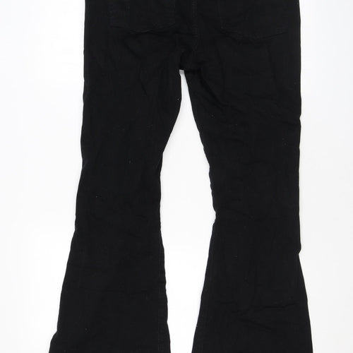 Superdry Womens Black Cotton Flared Jeans Size 32 in L33 in Regular Zip
