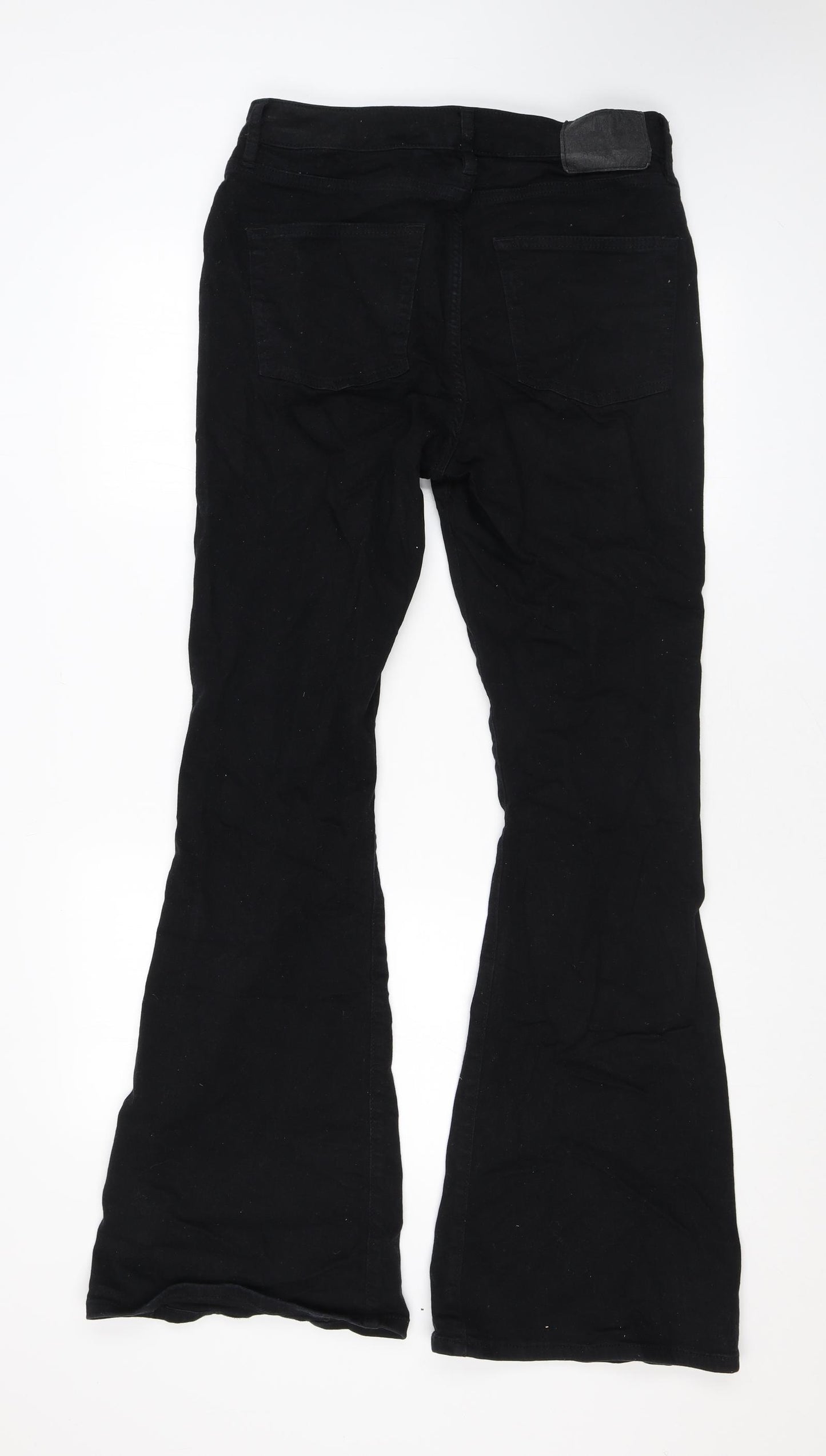 Superdry Womens Black Cotton Flared Jeans Size 32 in L33 in Regular Zip