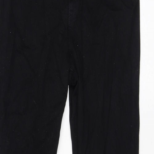 Superdry Womens Black Cotton Flared Jeans Size 32 in L33 in Regular Zip