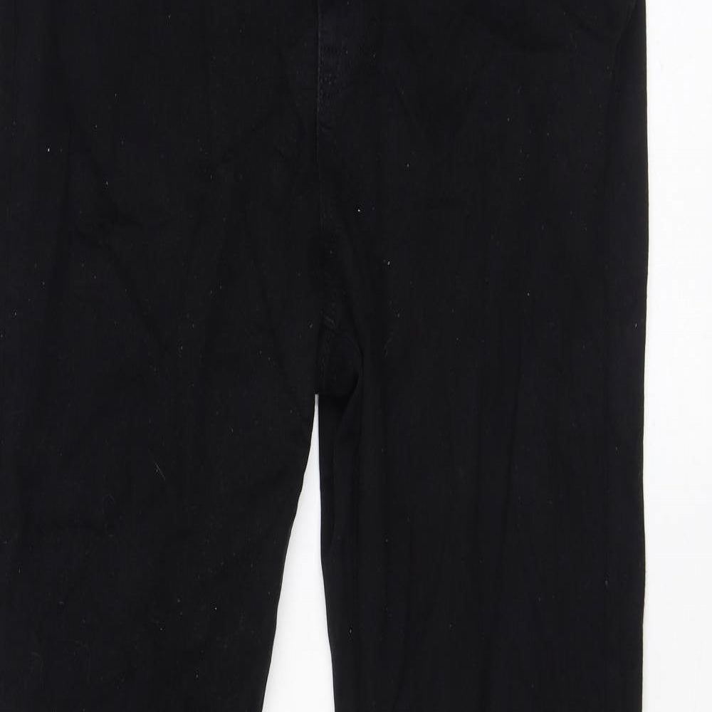 Superdry Womens Black Cotton Flared Jeans Size 32 in L33 in Regular Zip